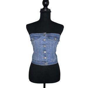Denim Blue Strapless Top